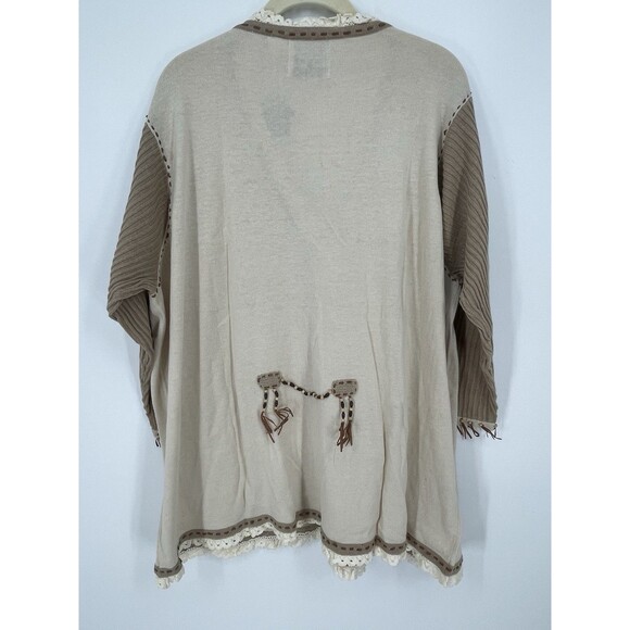 NWT STORYBOOK KNITS Crochet Knit Western Sweater Cardigan Fall Tassle Beaded - Picture 8 of 13